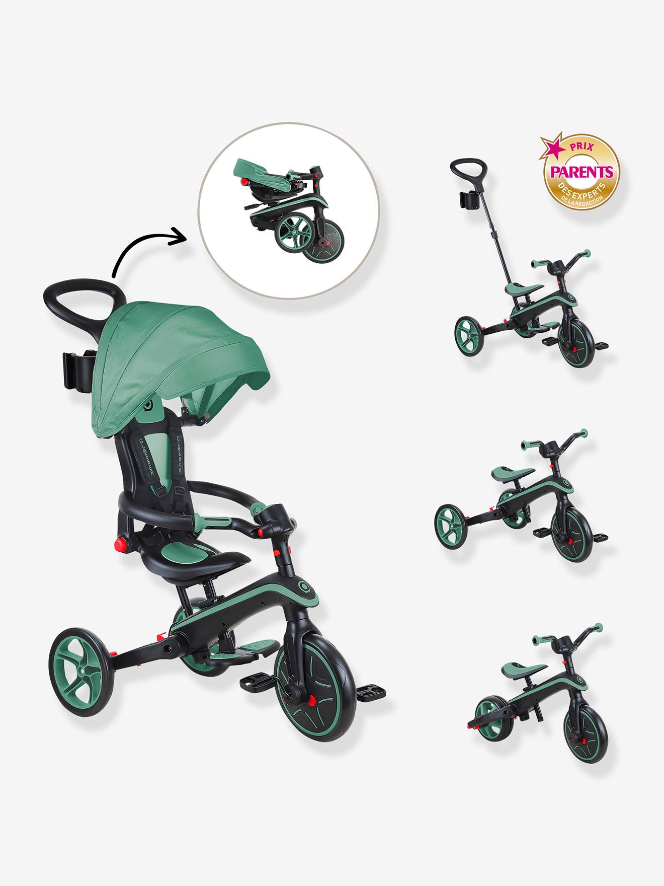 Driewieler Explorer Foldable 4 in 1 - GLOBBER olijf