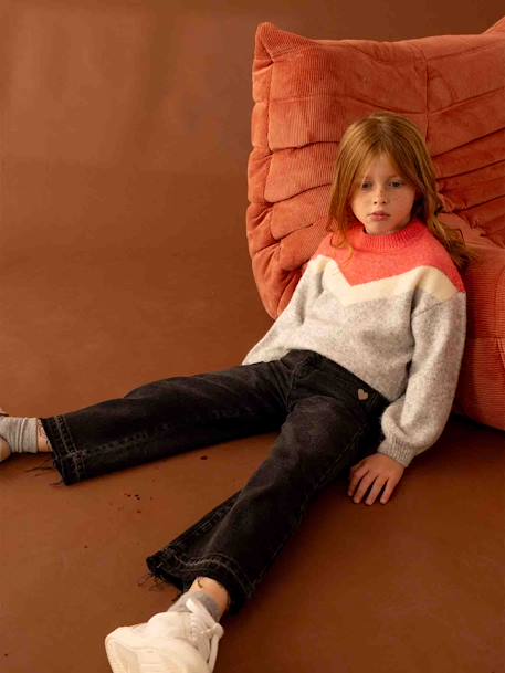 Meisjestrui met colourblock effect gemêleerd grijs+rozenhout - vertbaudet enfant 
