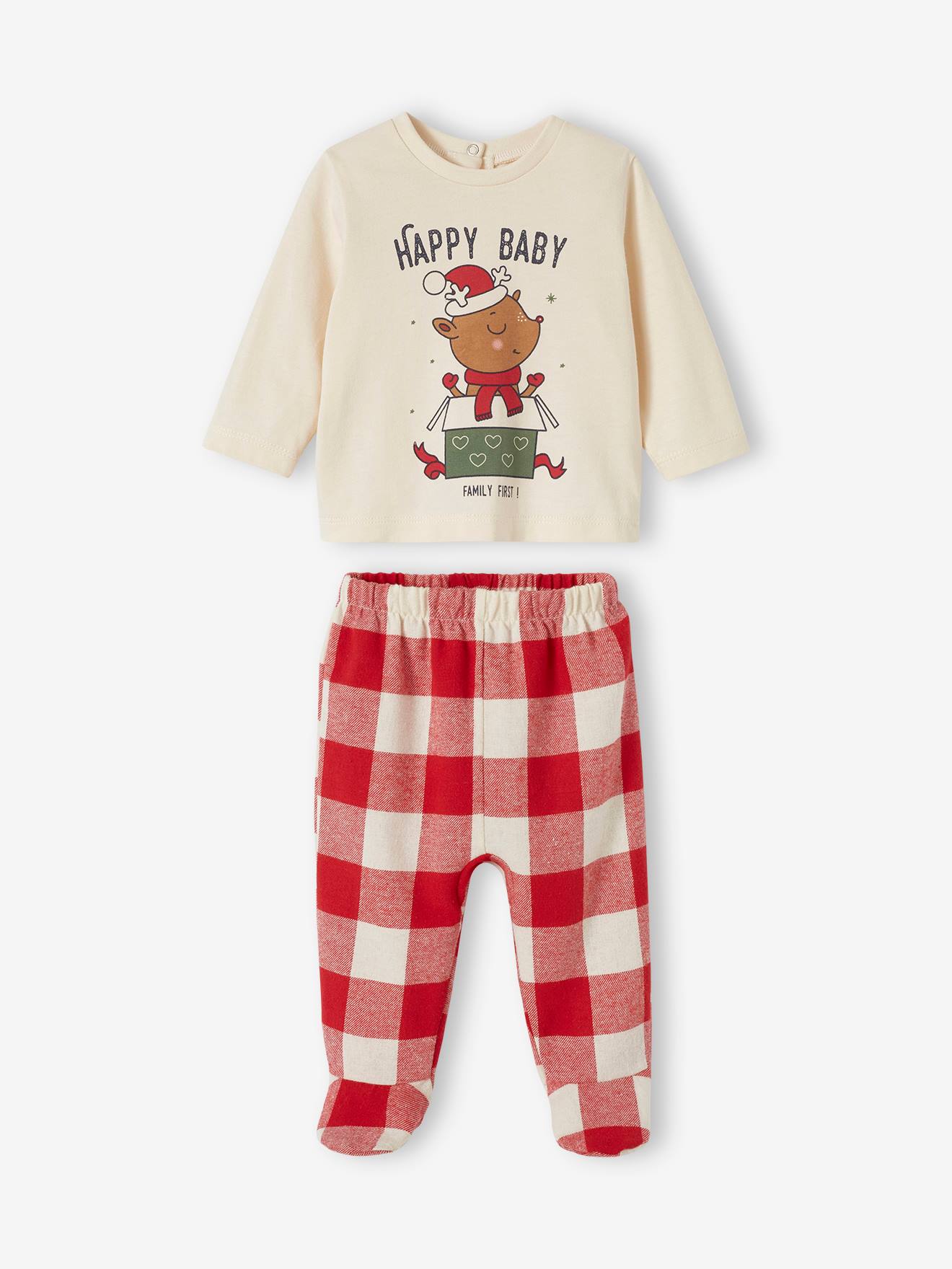 Babypyjama voor familiecapsulecollectie Kerstmis ecru