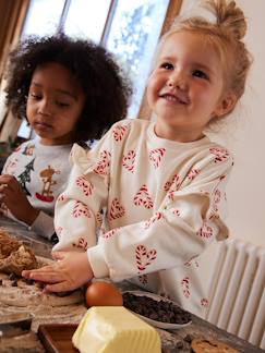 -Kersttrui met glitterhartjes en mouwen met ruches voor meisjes