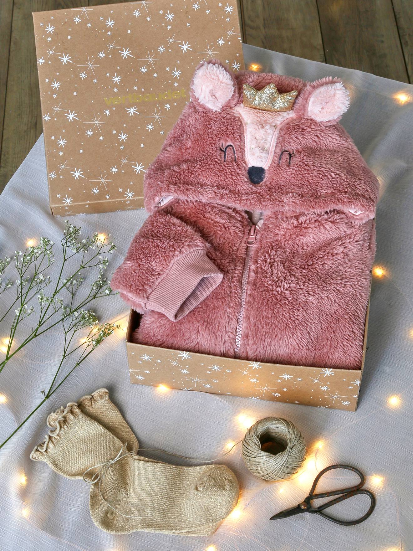 Kerstcadeauset "bichette" met geanimeerde hoodie en glinsterende sokken voor meisjes zachtpaars