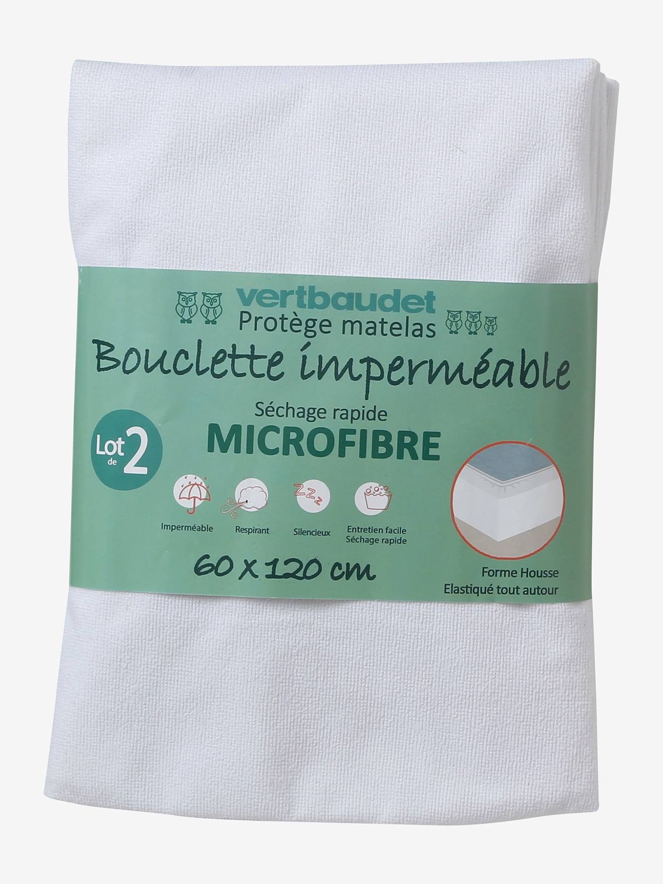 Set van 2 ultra-absorberende microvezel onderlakens wit