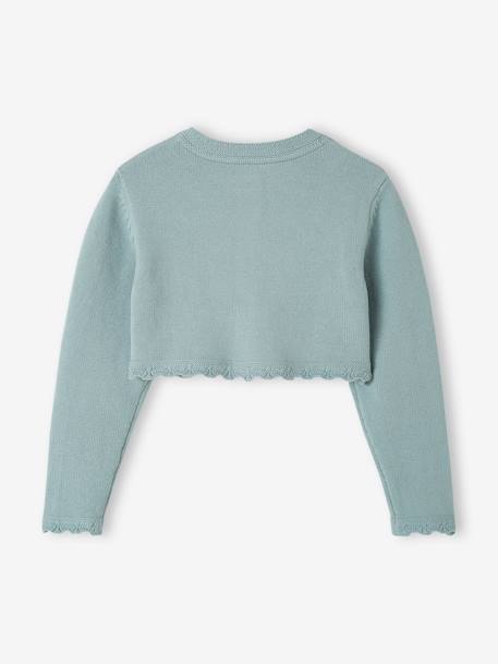 Kort meisjesvest met stikseldetails ecru+grijsblauw+lichtroze - vertbaudet enfant 