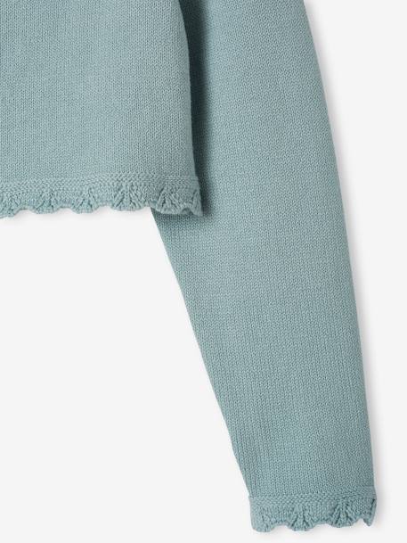 Kort meisjesvest met stikseldetails ecru+grijsblauw+lichtroze - vertbaudet enfant 
