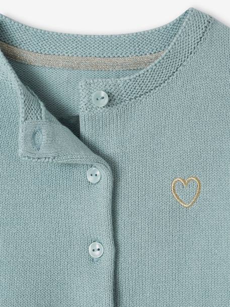 Kort meisjesvest met stikseldetails ecru+grijsblauw+lichtroze - vertbaudet enfant 