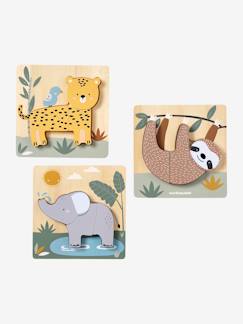 Set van 3 chunky FSC® houten puzzels - Tanzania  - vertbaudet enfant