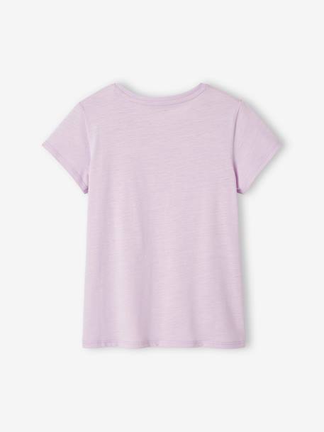 Iriserend gestreept sportshirt voor meisjes ecru+lila+roze (poederkleur) - vertbaudet enfant 