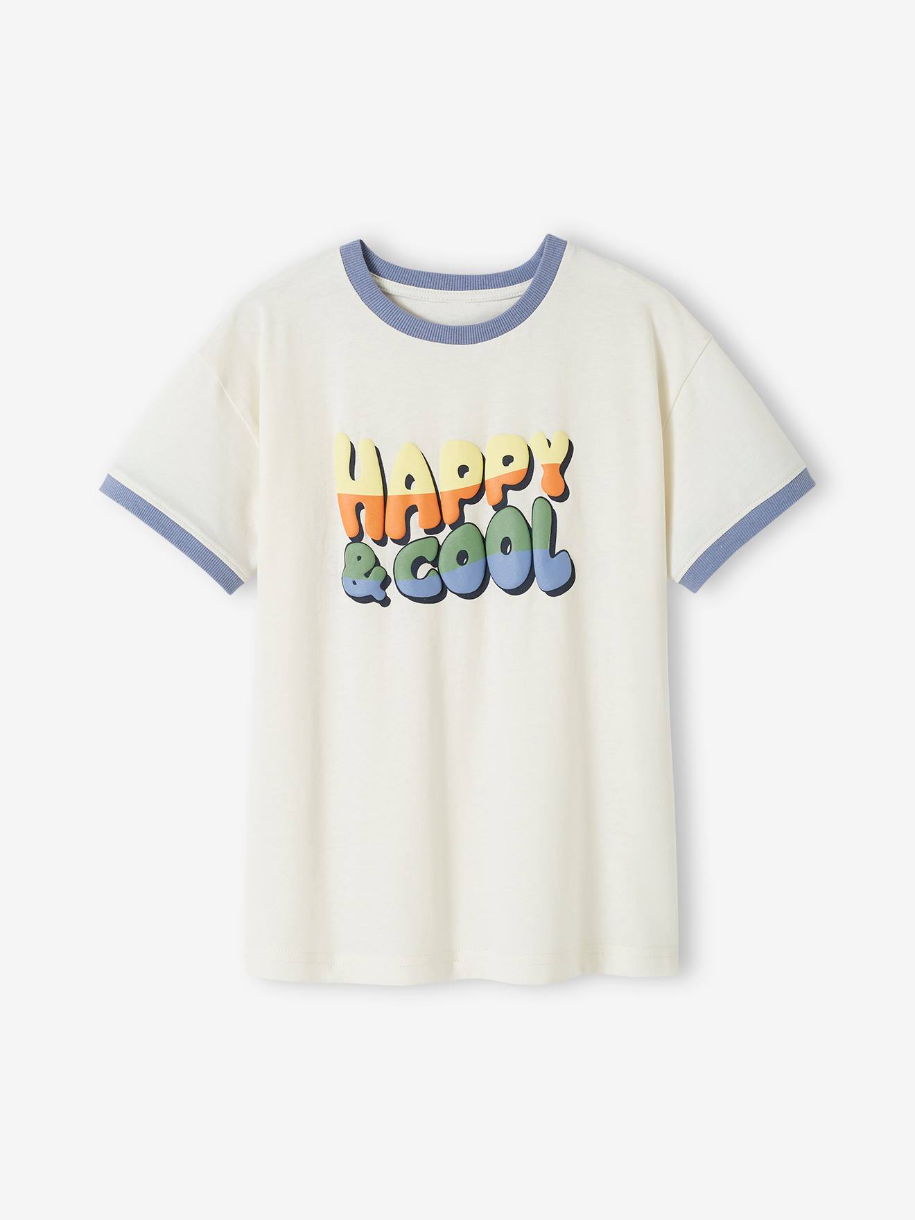Jongensshirt "Happy & cool" zandbeige
