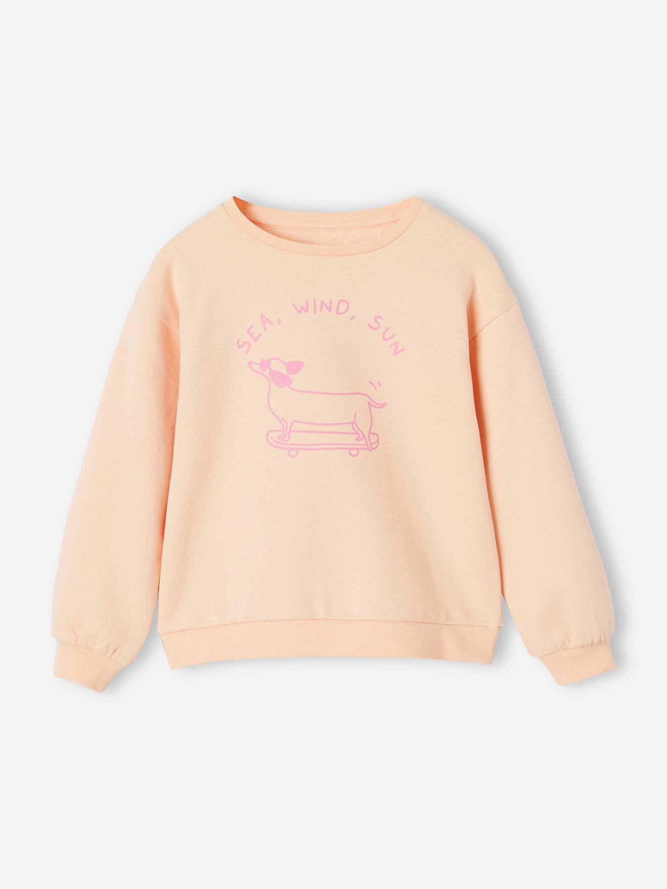 Basic meisjessweater met motief abrikoos