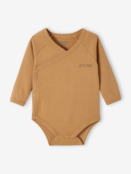 Set van 5 rompertjes voor pasgeboren baby's van biokatoen taupe - vertbaudet enfant 