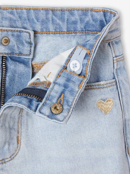 Wijde meisjesjeans met rafels aan de onderkant denimgrijs+gebleekt denim+hemelsblauw+jeansblauw+stone - vertbaudet enfant 