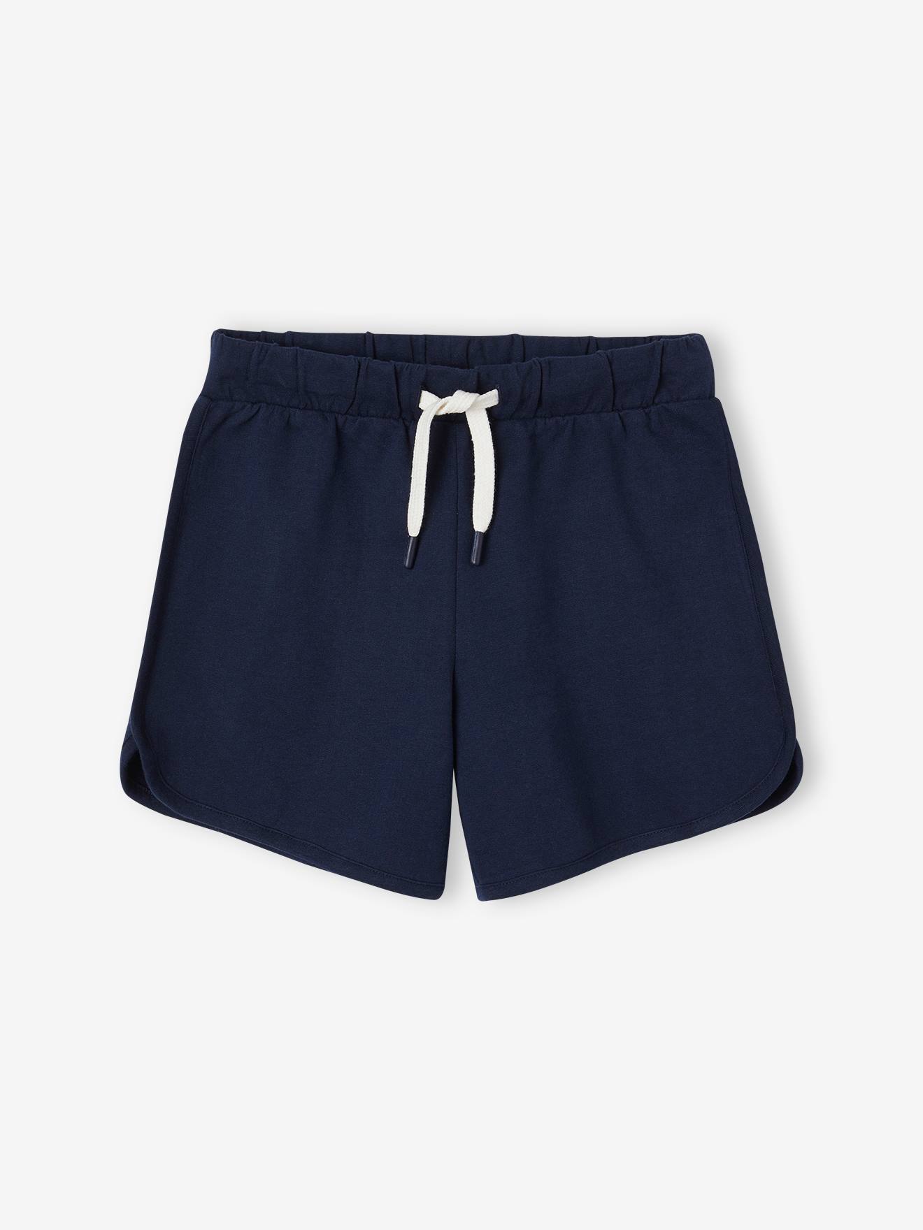 Meisjessportshort in fleece marineblauw