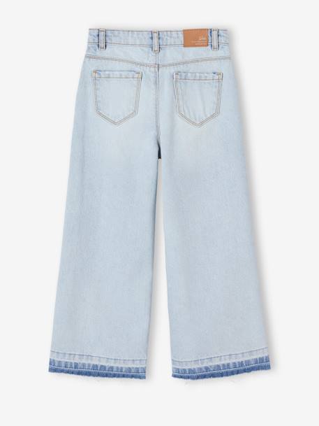 Wijde meisjesjeans met rafels aan de onderkant denimgrijs+gebleekt denim+hemelsblauw+jeansblauw+stone - vertbaudet enfant 