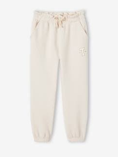 -Molton joggingbroek voor meisjes met paperbag ceintuur