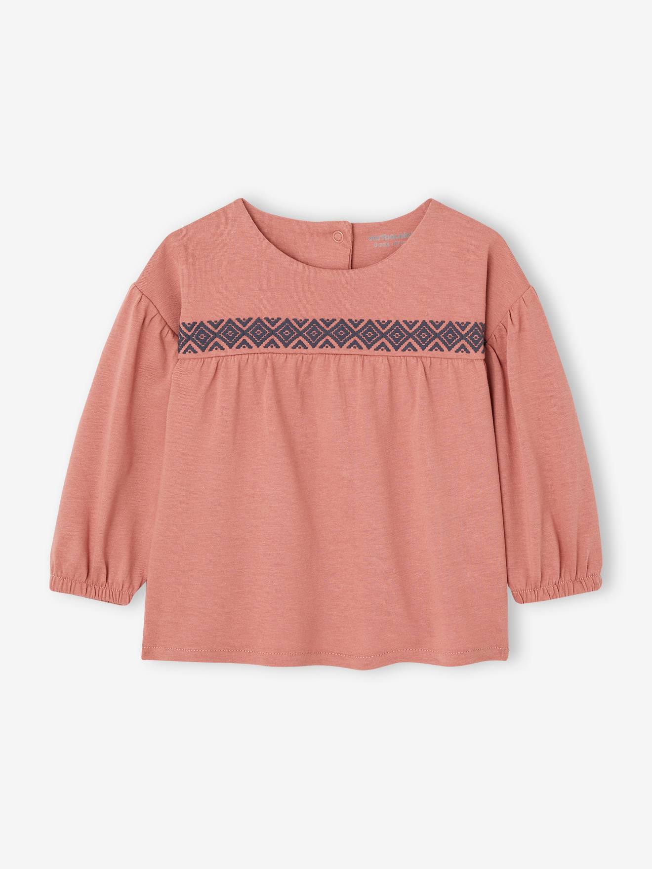 T-shirt voor baby's met motief in zwelinkt rozenhout