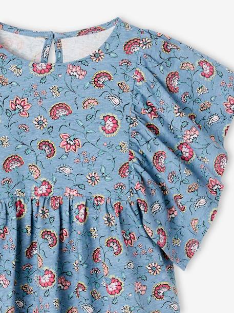 Shirt-blouse voor meisjes met motiefjes meerkleurig+petrolblauw+vanille - vertbaudet enfant 