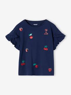 Meisje-Gestreept t-shirt met paillettenhartje voor meisjes