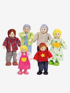 Speelgoed-Figuurtjes en fantasie-Familie van 6 houten poppen van Hape