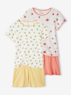Set van 2 pyjashorts met fruit voor meisjes van ribtricot  - vertbaudet enfant
