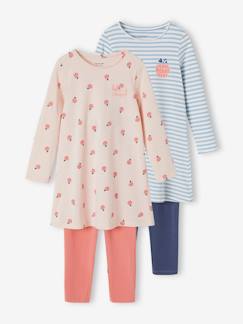 Meisje-Pyjama, surpyjama-Set van 2 nachthemden 'appels' + legging