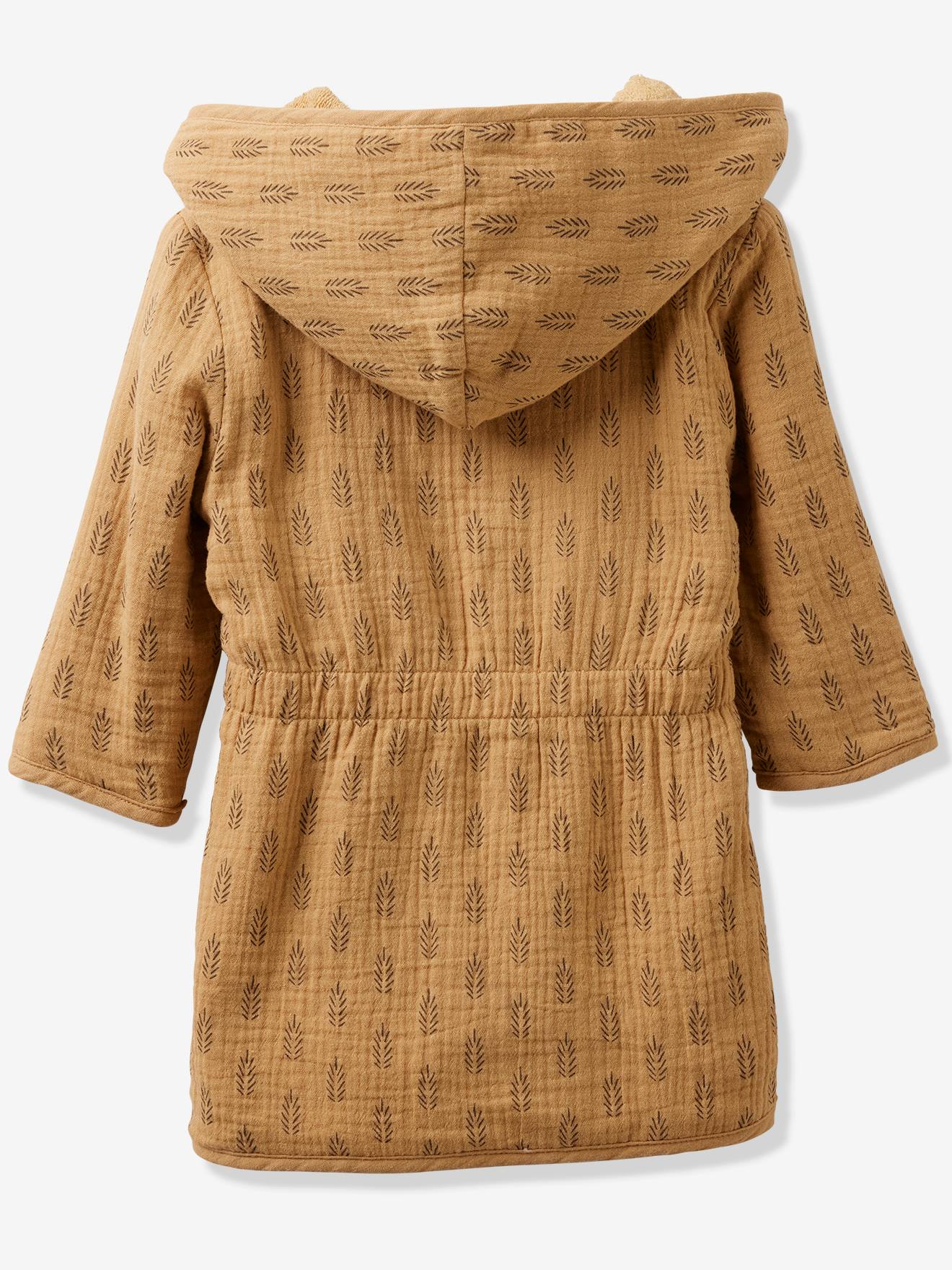 Badjas baby van personaliseerbaar katoengaas ETHNIC okergeel afbeelding 1