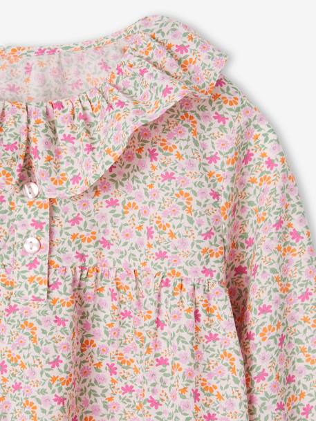 Meisjesblouse met bloemenprint blauwgroen+dennen+ecru+rouge+rozen - vertbaudet enfant 