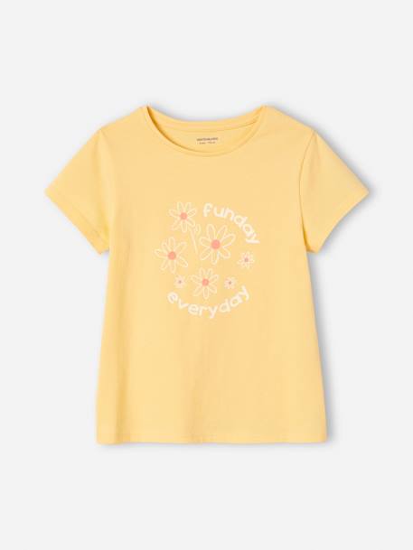 Set van 3 verschillende T-shirts voor meisjes met iriserende details framboos+pastelgeel+saliegroen+set camel+set inktkleur - vertbaudet enfant 