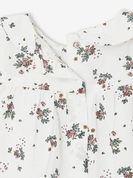 Gebloemd babyshirt met korte mouwen ecru - vertbaudet enfant 