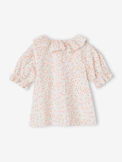 Meisje-Hemd, blouse, tuniek-Meisjesblouse met kraagje van katoengaas