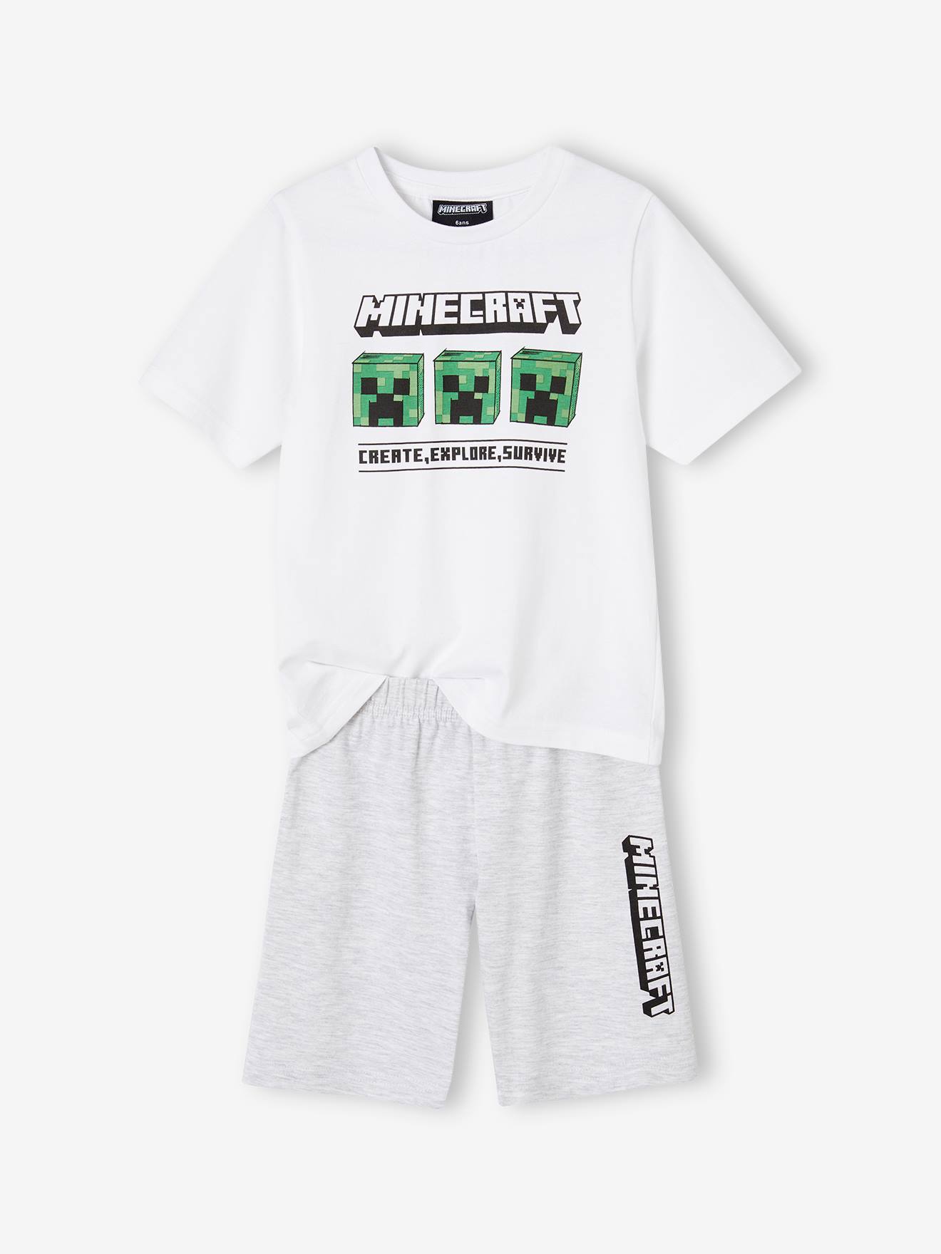 Tweekleurige pyjashort voor jongens Minecraft® gemêleerd grijs