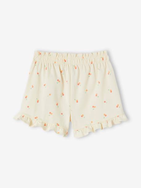 Meisjesshort met ruches blauw+ecru+marineblauw - vertbaudet enfant 