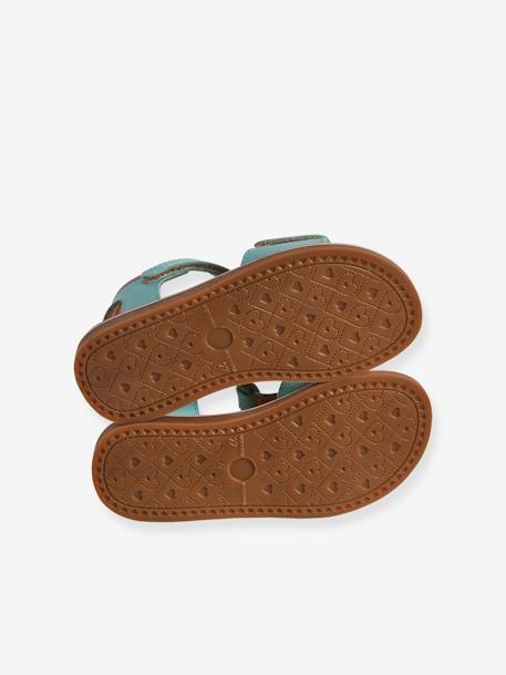 Leren sandalen met klittenband kinderen kleutercollectie turquoiseblauw - vertbaudet enfant 