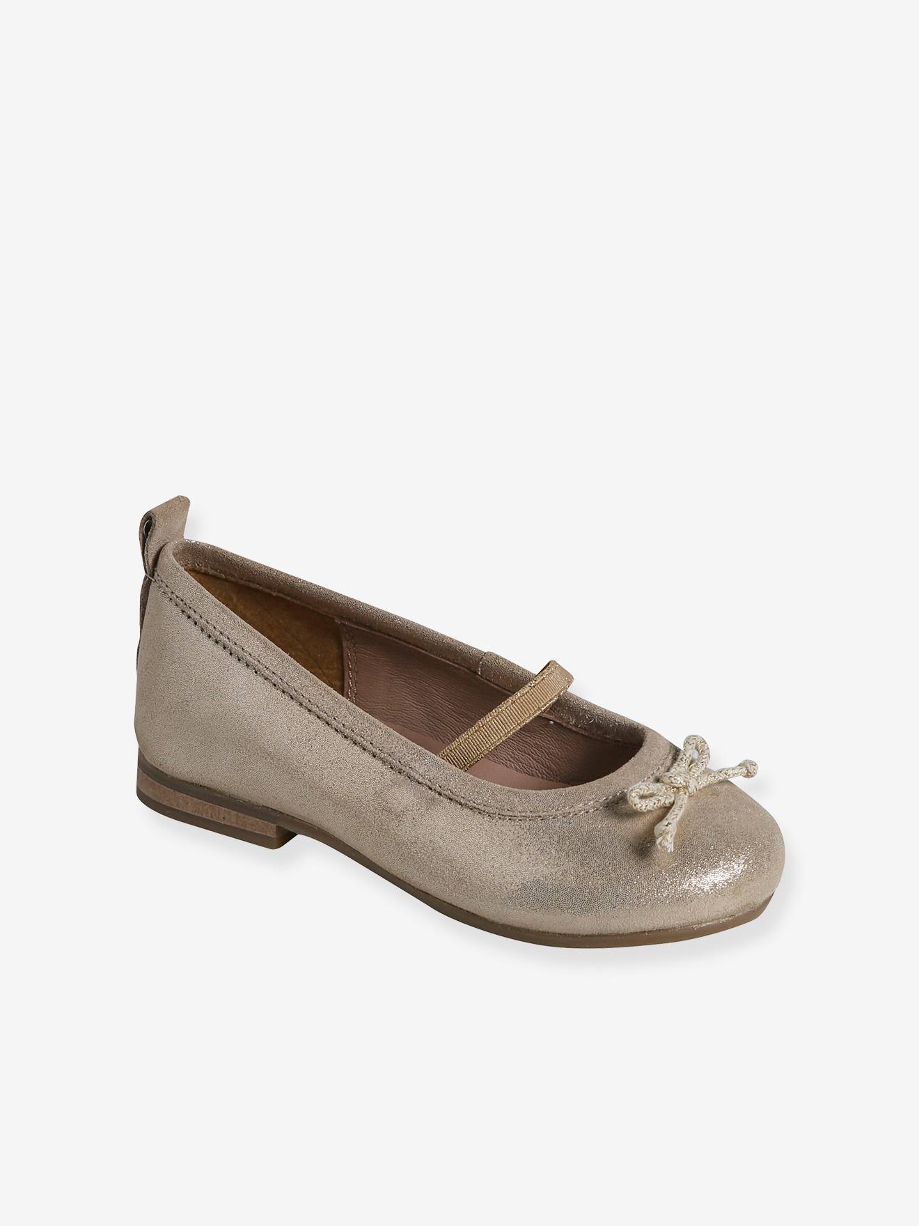 Ballerina's in metallic leer voor meisjes goud