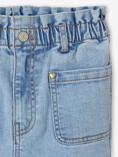 Onverwoestbare jeans in paperbagstijl voor meisjes double stone - vertbaudet enfant 