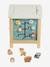 Grote houten activiteitenkubus Beige LOVELY FARM+blauw+roze+rozen+Tanzania - vertbaudet enfant 