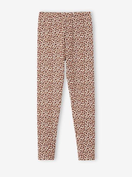 Bedrukte legging voor meisjes beige+blauw, bedrukt+roze (poederkleur)+smaragdgroen - vertbaudet enfant 