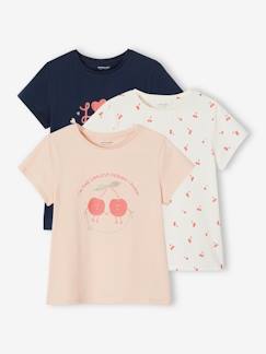 -Set van 3 verschillende T-shirts voor meisjes met iriserende details