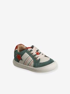 Schoenen-Baby schoenen 17-26-Loopt jongen 19-26-Sneakers-Leren babysneakers met veters en rits