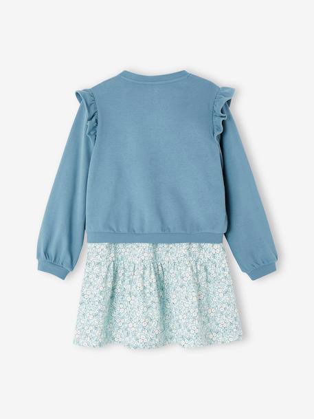 Set jurk en cardigan voor meisje jeansblauw+perzik - vertbaudet enfant 