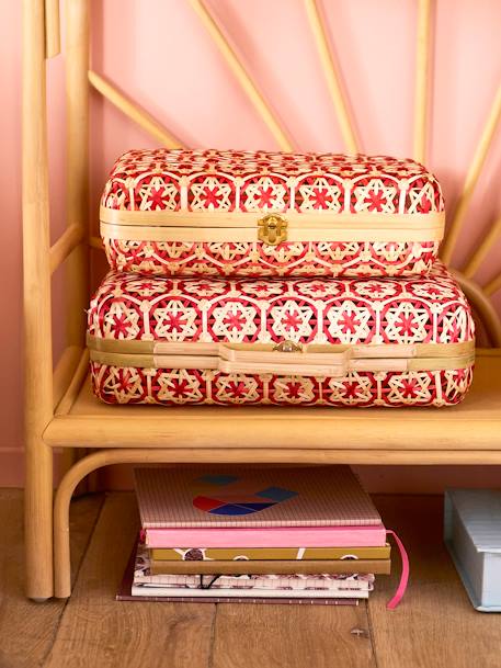 Set van 2 tweekleurige bamboe koffers rozen - vertbaudet enfant 