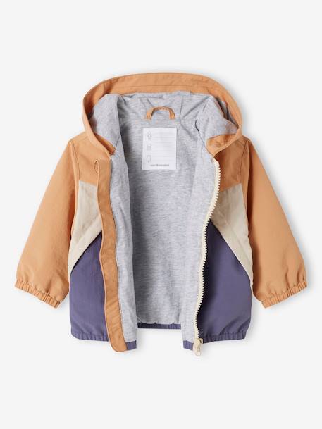 Windjack colorblock voor babyjongens blauwgroen+kameel - vertbaudet enfant 