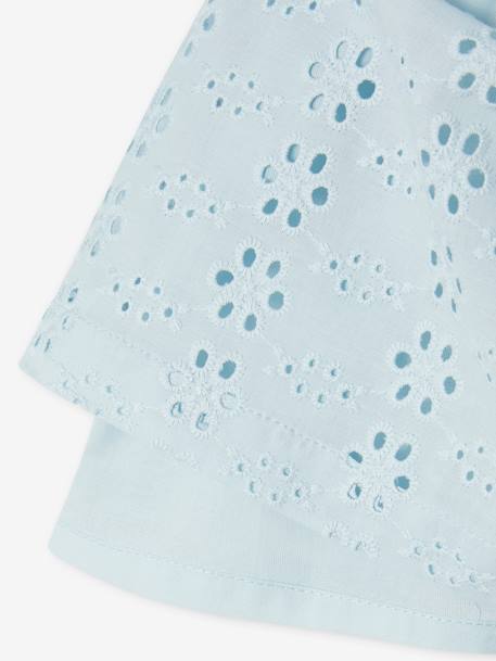 Blouse met ruches van Engels borduurwerk meisje hemelsblauw+saliegroen - vertbaudet enfant 