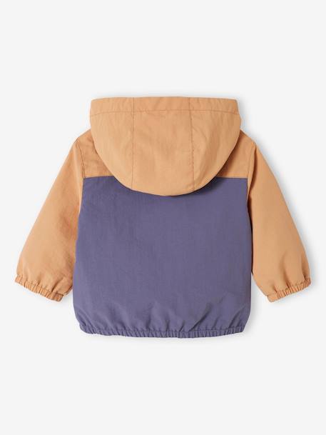 Windjack colorblock voor babyjongens blauwgroen+kameel - vertbaudet enfant 