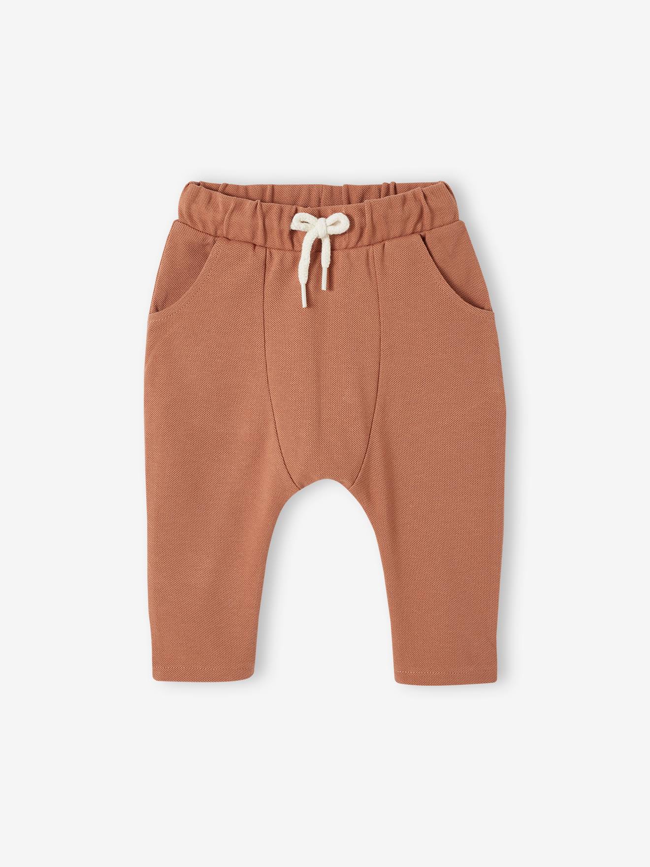 Babybroek van piquéstof bruin