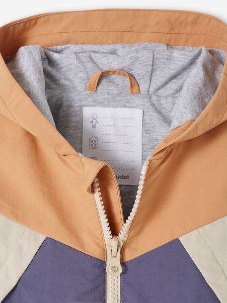 Windjack colorblock voor babyjongens blauwgroen+kameel - vertbaudet enfant 