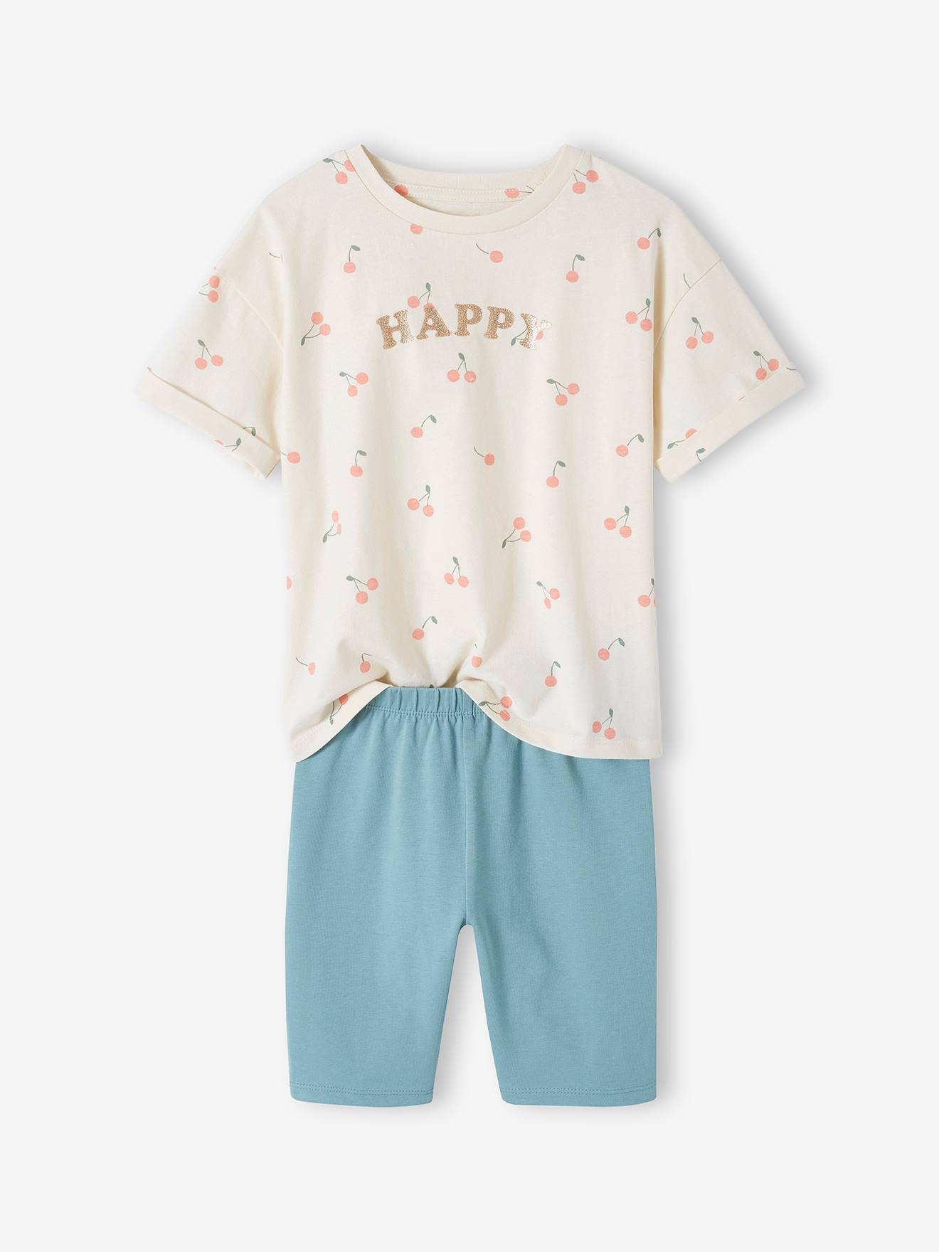 Set shirt en short voor meisjes smaragdgroen