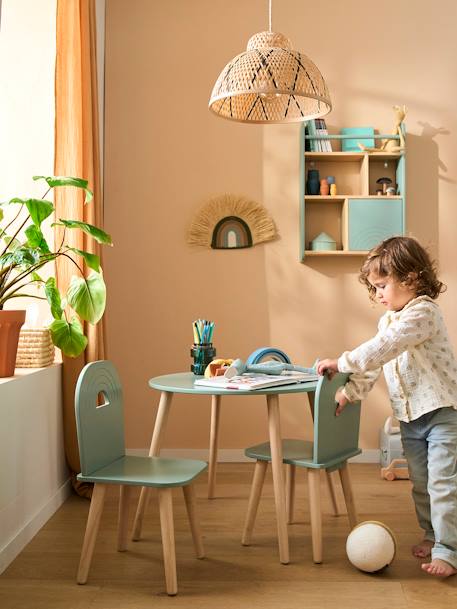 Set houten stoelen en tafel REGENBOOGCOLLECTIE saliegroen - vertbaudet enfant 