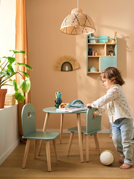 Set houten stoelen en tafel REGENBOOGCOLLECTIE saliegroen - vertbaudet enfant 