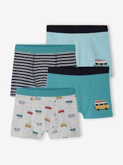 -Set met 4 stretch jongensboxers "busje" van biokatoen