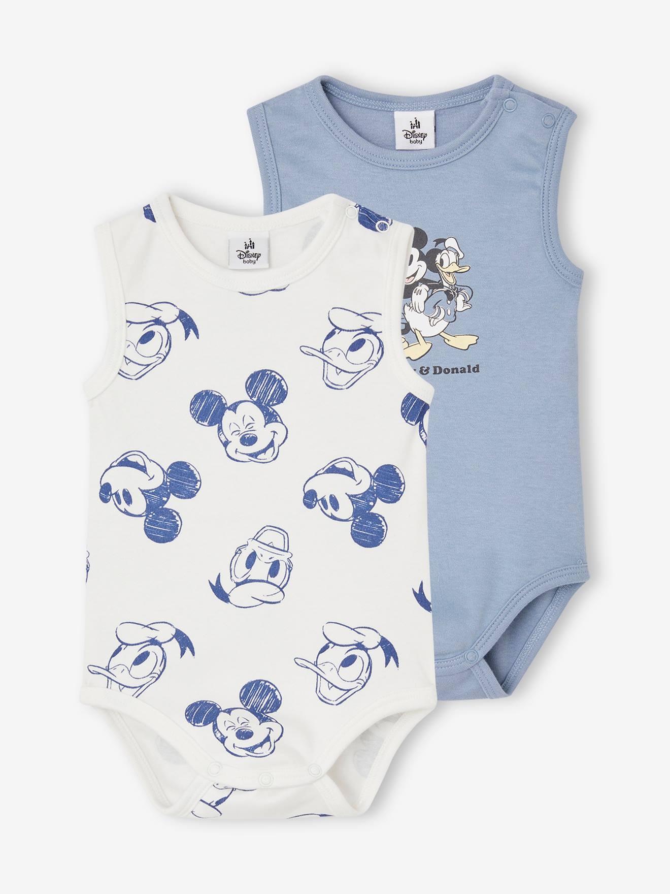 Set van 2 mouwloze rompertjes Disney® Mickey en Donald hemelsblauw